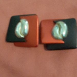 Red and Black Clip On Earrings